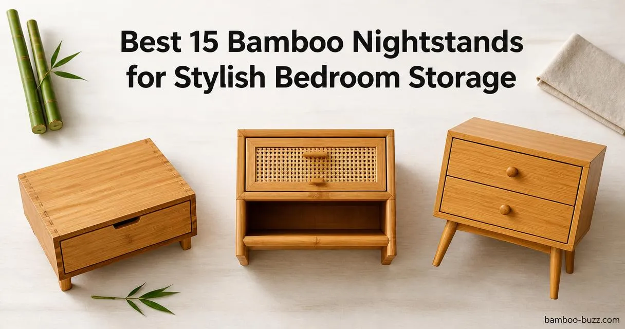 best bamboo nightstand: Japanese, rattan-drawer, mid-century 20in nightstands on light wood with bamboo stalk